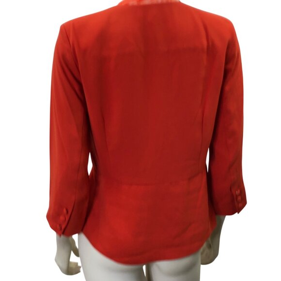 Cabi Wrap-Style Blazer top 3/4 Sleeves & Satin Trim Peplum Design 4 NWT - Picture 8 of 8